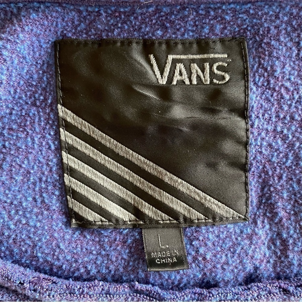 VANS Raw Edge Sweatshirt Long Sleeve Cropped Pullover Blue/Purple Women Size L - Picture 11 of 11
